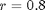 $r=0.8$