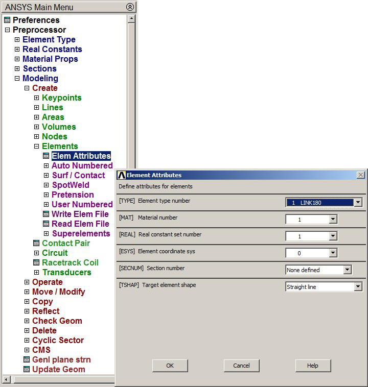 Figure 13. Element attributes for bar 1.