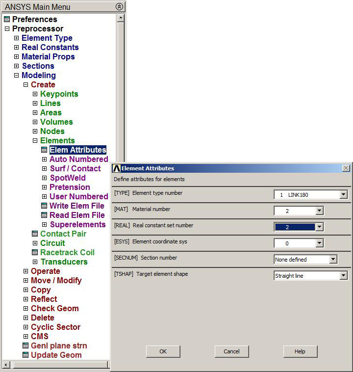Figure 15. Element attributes for bar 2.