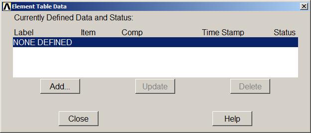Figure 20. Defining an Element Table Data.