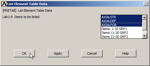 Figure 24. List Element Table.