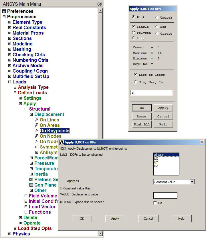 Figure 15. ALL DOF for the left support.