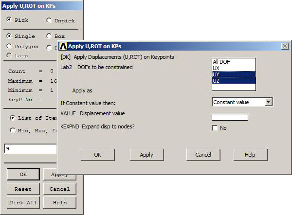 Figure 16. UY and UZ for the right support.
