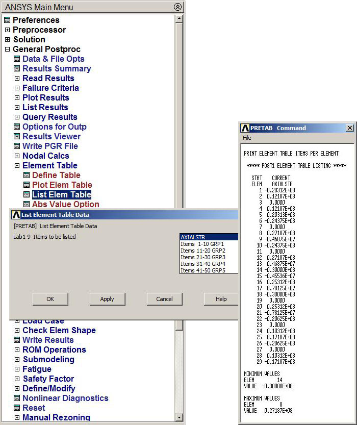 Figure 32. List Element Table.