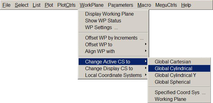 Figure 4. Global cylindrical coordinates.