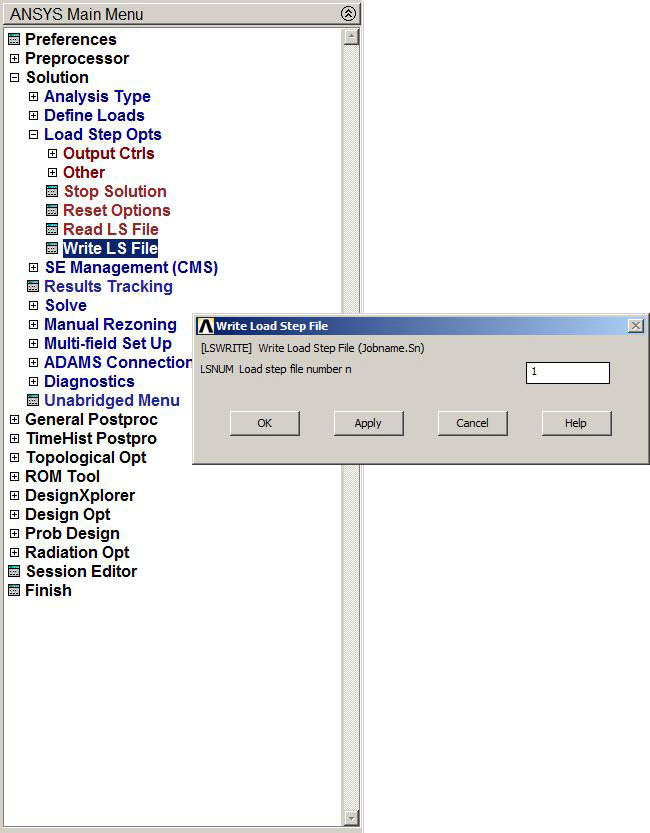 Figure 21. Write Load Step File for first load condition.