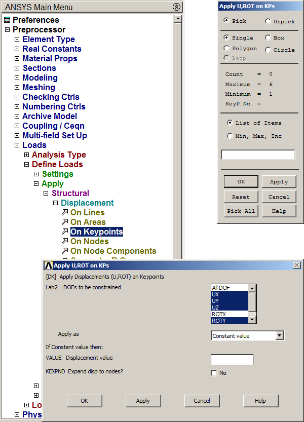 Figure 15. Restriction at left end of the beam.