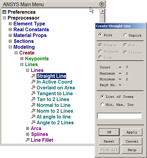 Figure 14. Creating lines.