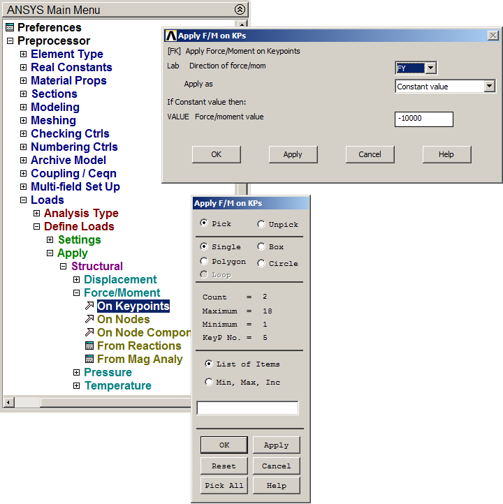 Figure 31. Applying 10000 N loads.