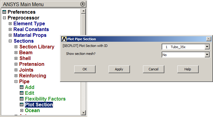 Figure 7. Plot Pipe Section.