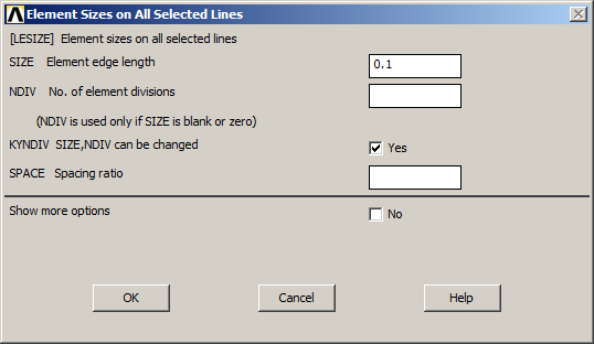 Figure 12. Size element for the mesh.