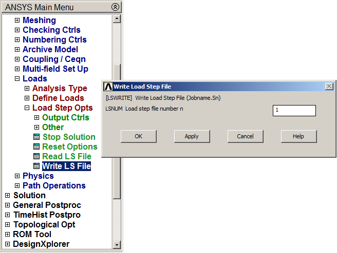 Figure 18. Saving the first loading condition.
