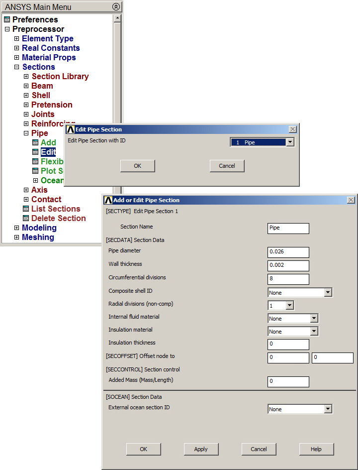 Figure 19. Changing the section properties.