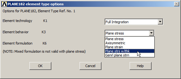 Figure 3. Stress plane with thickness.