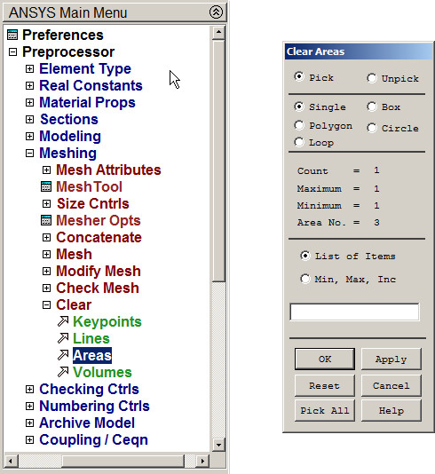 Figure 14. Clear the mesh.