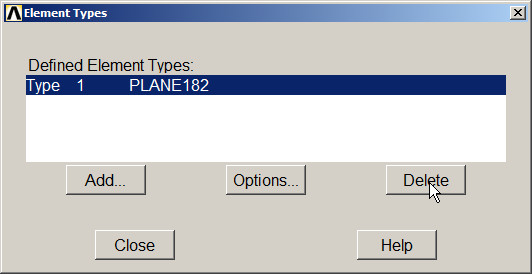 Figure 15. Delete the PLANE 182 element.