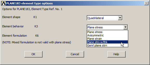 Figure 17. Plane stress with thickness.