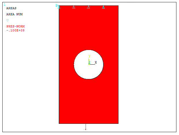 Figure 24. Model with the pressure and boundary conditions.