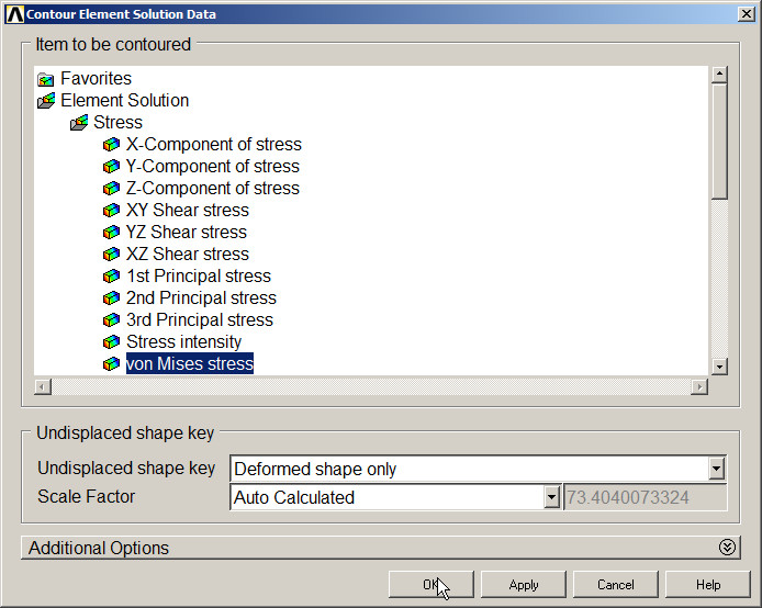 Figure 28. Stress distribution with the option 