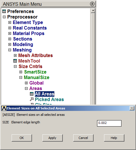 Figure 11. Meshing the area of the section.