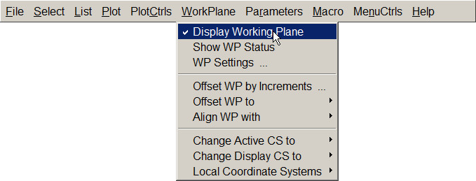 Figure 15. Display Working Plane.
