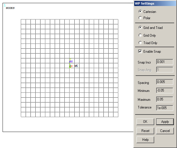 Figure 17. Parameters for the grid.