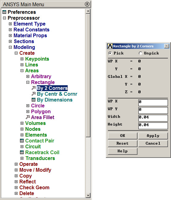Figure 18. Creating the first rectangle.