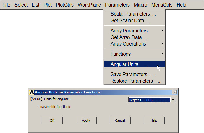 Figure 24. Select angular units.