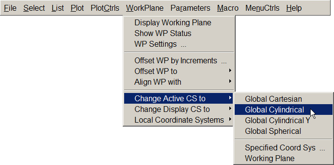 Figure 25. Global Cylindrical Coordinate System.