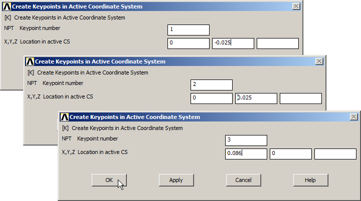 Figure 8. Creating the three keypoints.