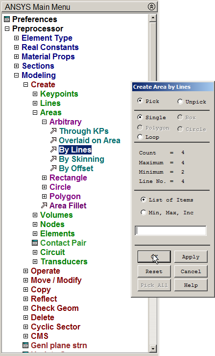 Figure 12. Creating the area.