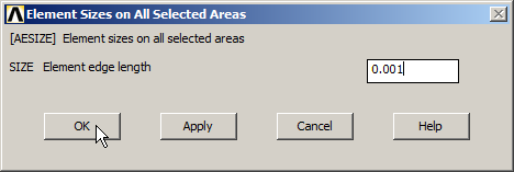 Figure 16. Element size for meshing.