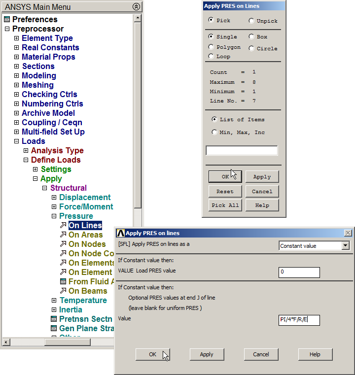 Figure 18. Applying the pressure on the third quadrant of the circular hole.