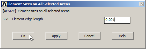 Figure 19. Element size for the mesh.