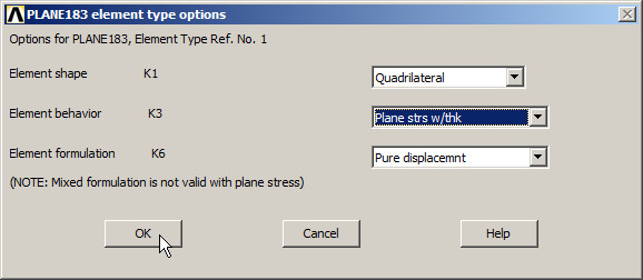 Figure 3. Plane stress with thickness.