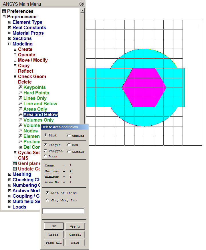 Figure 26. Delete the hexagonal area.