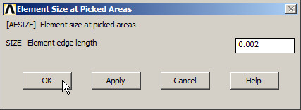 Figure 35. Element size for the meshing process.