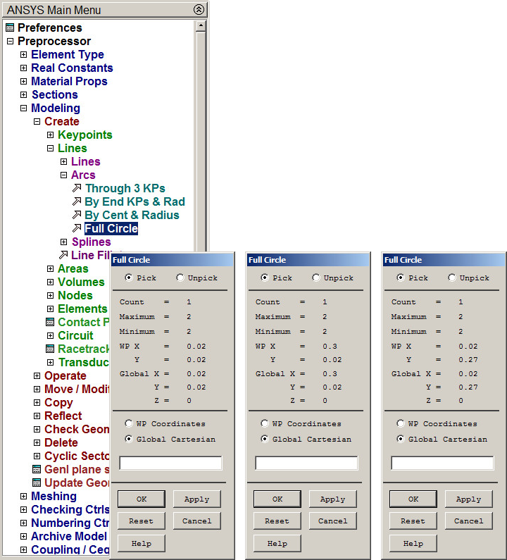 Figure 7. Creating three circles.