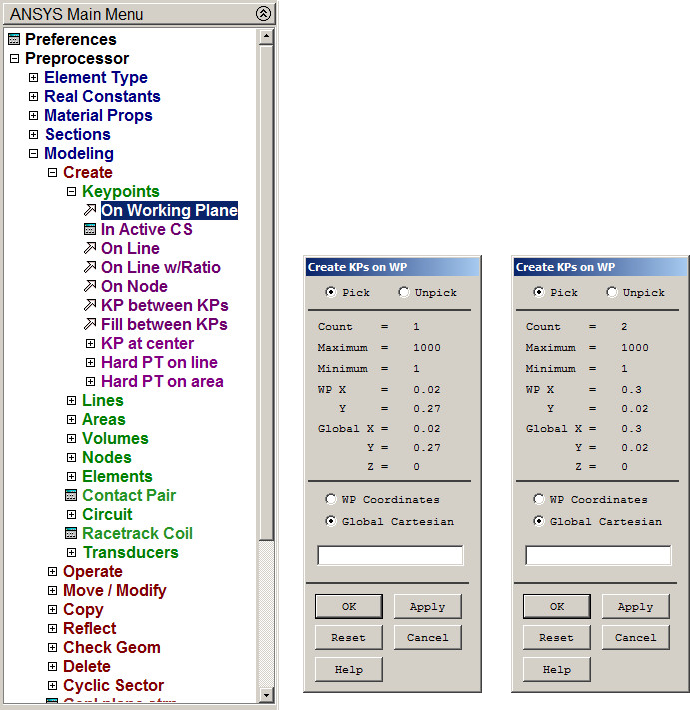 Figure 9. Creating two keypoints.