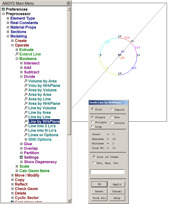 Figure 16. Divide Line by Working Plane.