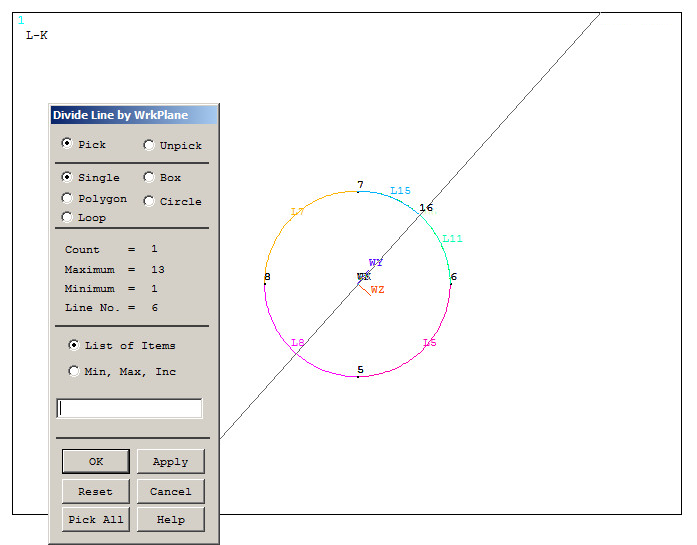 Figure 19. Divide Line by Working Plane.
