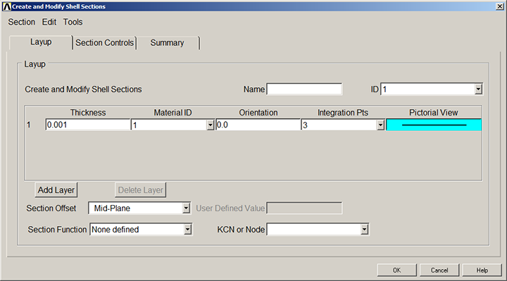Figure 5. Thickness for the 
