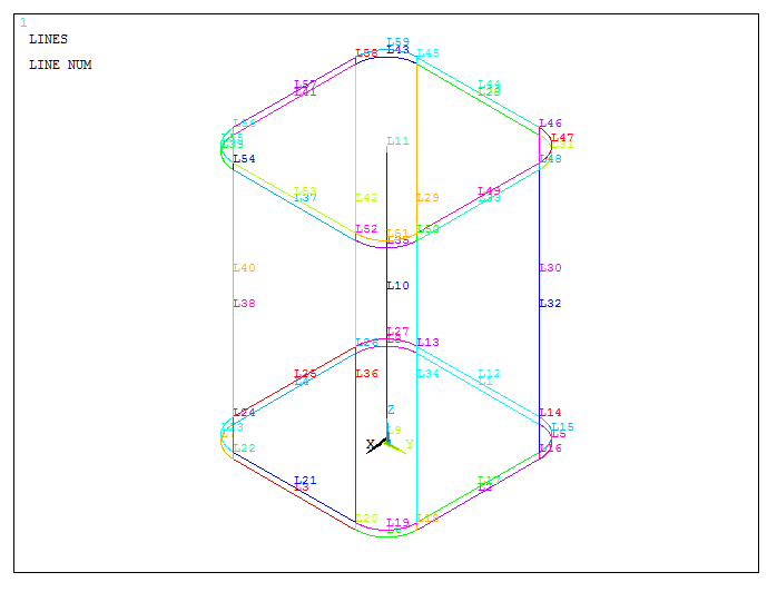 Figure 18. Model with the numbered lines.