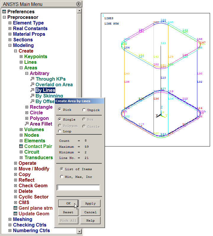 Figure 19. Selecting the lines to define the area at the bottom.