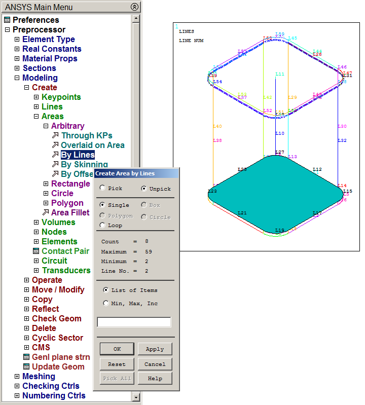 Figure 21. Selecting the lines to define the area at the top.