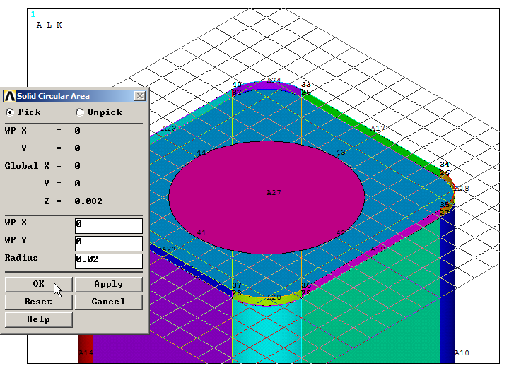Figure 25. Creating the circular area.
