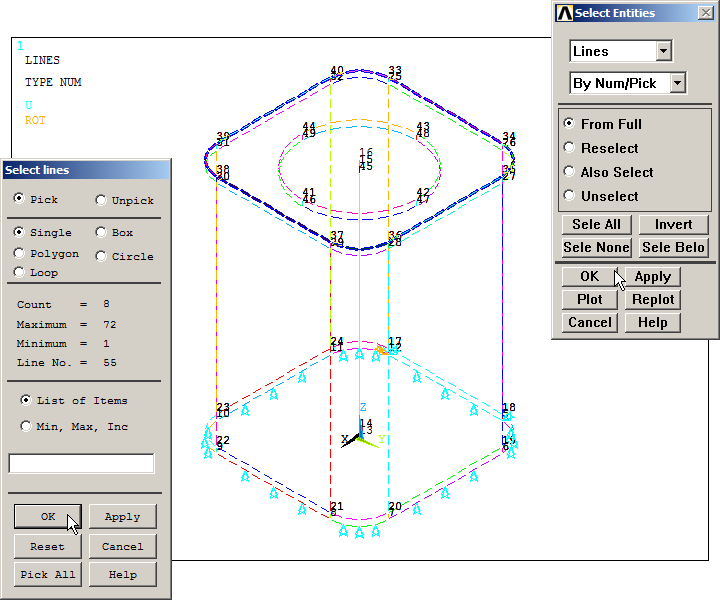 Figure 34. Selecting the lines at the top.