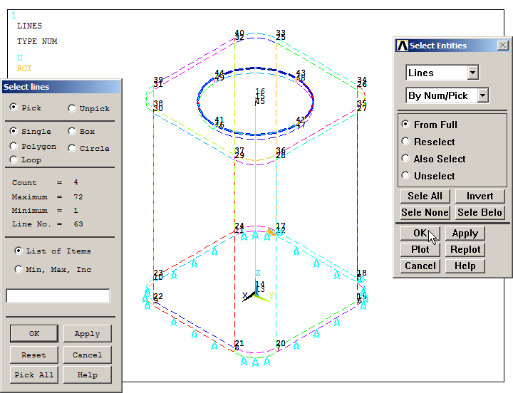 Figure 42. Select the lines of the circular hole.
