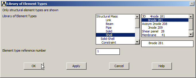 Figure 2. Element type: 