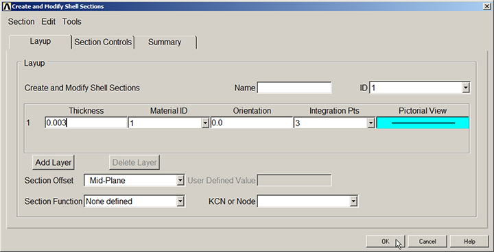 Figure 4. Thickness for 